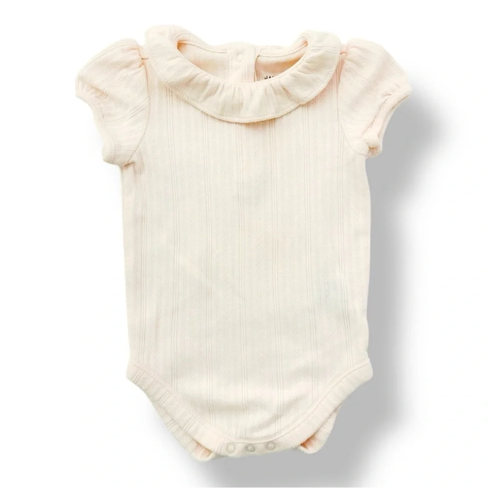 Janie & Jack | Pointelle Ruffle Collar Bodysuit (3-6)